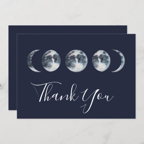 Navy Blue Celestial Moon Phase  Thank You Card