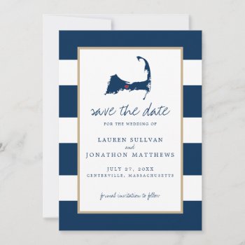 Navy Blue Centerville Cape Cod Map Save The Date by labellarue at Zazzle