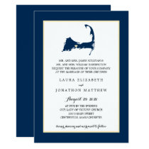 Navy Blue Centerville Cape Cod Map Wedding Invitation