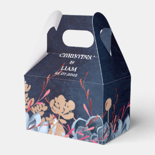 Navy Blue Chalkboard Floral Wedding Favor Box