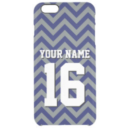 Navy Blue Charcoal Chevron Sports Jersey Clear iPhone 6 Plus Case