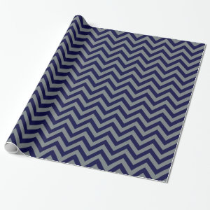 Navy Blue, Charcoal Large Chevron ZigZag Pattern Gift Wrapping Paper