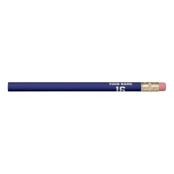Navy Blue Charcoal Team Jersey Preppy Stripe Pencil by FantabulousSports at Zazzle