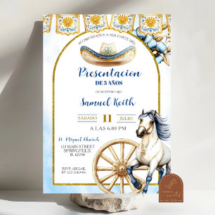 Navy Blue Charro Presentacion de 3 anos Invitatio Invitation