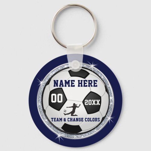 Navy Blue Cheap Soccer Keychains Personalized