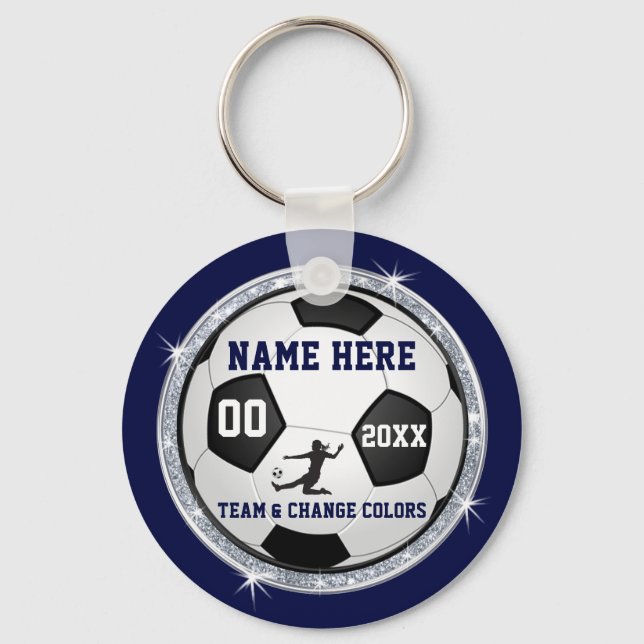 Navy Blue Cheap, Soccer Keychains Personalized (Front)