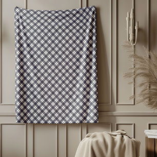 Navy Blue Check Blanket for Bed or Couch Use