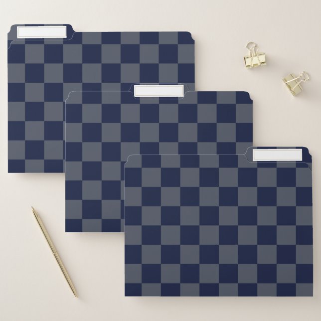 Navy Blue Checkerboard File Folder (Set)