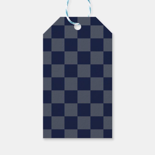 Navy Blue Checkerboard Gift Tags (Front)