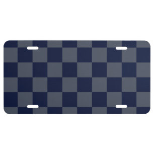 Navy Blue Checkerboard License Plate