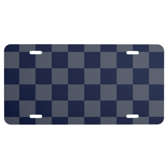 Navy Blue Checkerboard License Plate (Front)