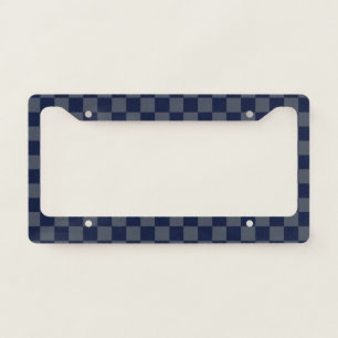 Navy Blue Checkerboard License Plate Frame