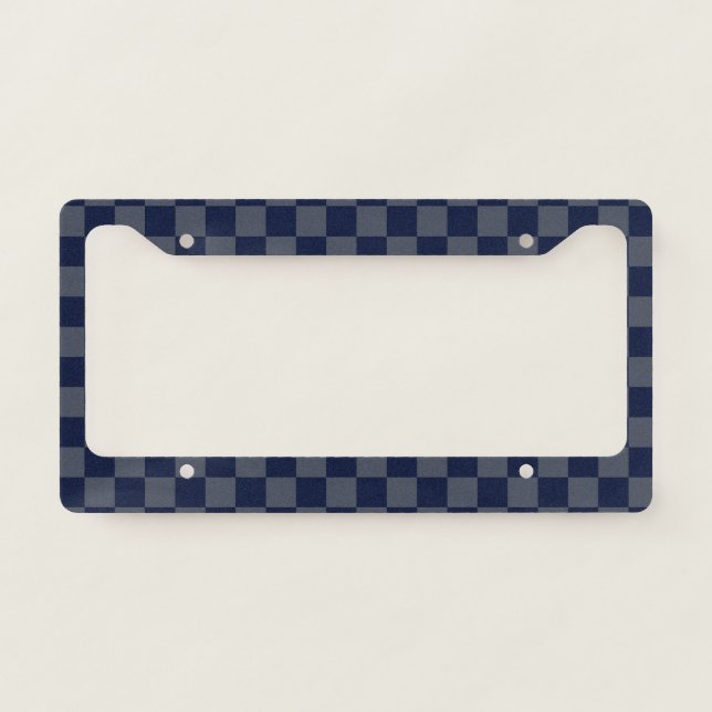 Navy Blue Checkerboard License Plate Frame (Front)