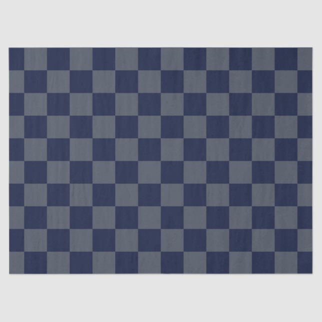 Navy Blue Checkerboard Tissue Paper (Front)