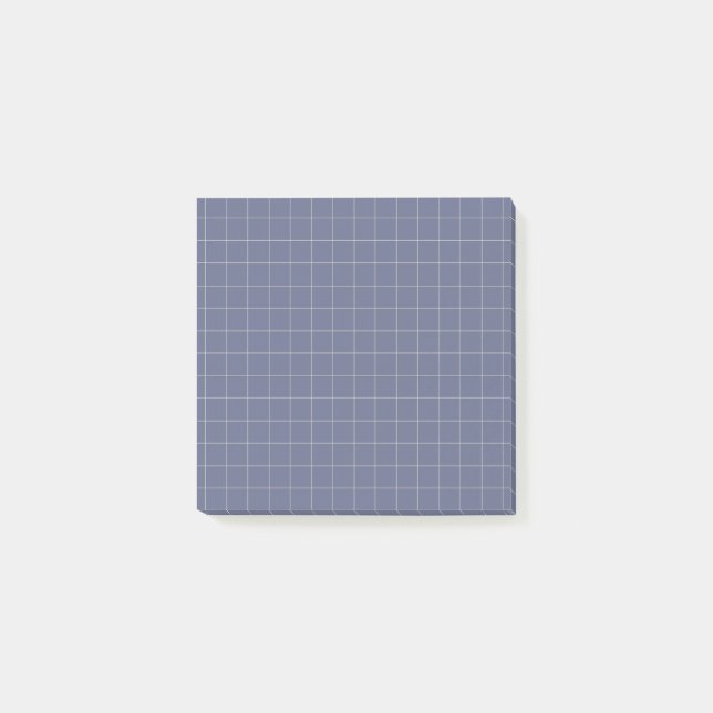 Navy Blue Checkered Pattern Classic Grid Office Post-it Notes (Front)