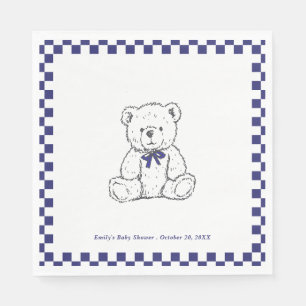 Navy Blue checkered Teddy Bear-Our Little Cub Napkins