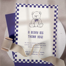 Navy Blue Checkered Teddy Bear-Our Little Cub