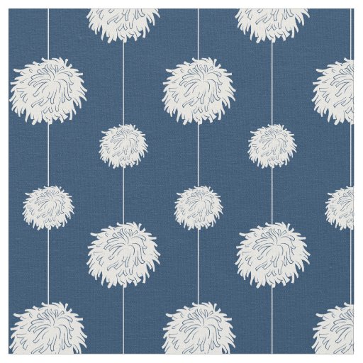Navy Blue Cheerleader Pom Pom Pattern Fabric