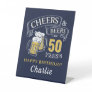 Navy Blue Cheers And Beers Any Age Birthday Pedestal Sign