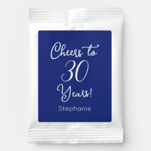 Navy Blue Cheers to 30 Years 30th Birthday Party Hot Chocolate Drink Mix