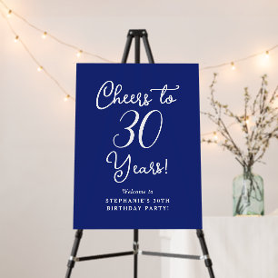 Navy Blue Cheers to 30 Years Birthday Welcome Sign