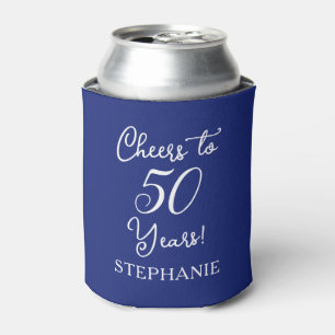 Navy Blue Cheers to 50 Years 50th Birthday Can Cooler