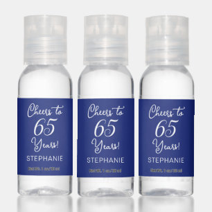 Navy Blue Cheers to 65 Years 65th Birthday Favor