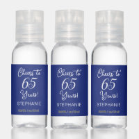 Navy Blue Cheers to 65 Years 65th Birthday Favor