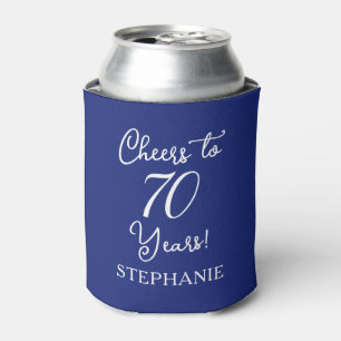 Navy Blue Cheers to 70 Years 70th Birthday Can Cooler