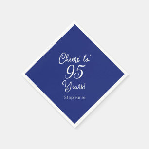 Navy Blue Cheers to 95 Years 95th Birthday Napkins