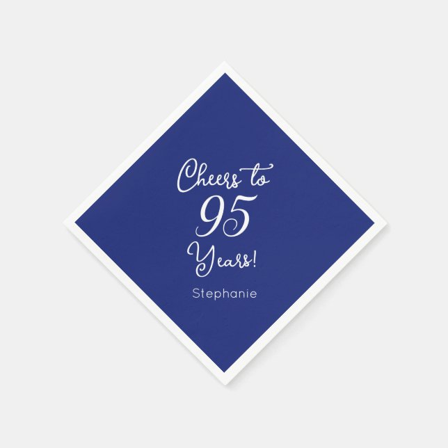 Navy Blue Cheers to 95 Years 95th Birthday Napkins (Corner)