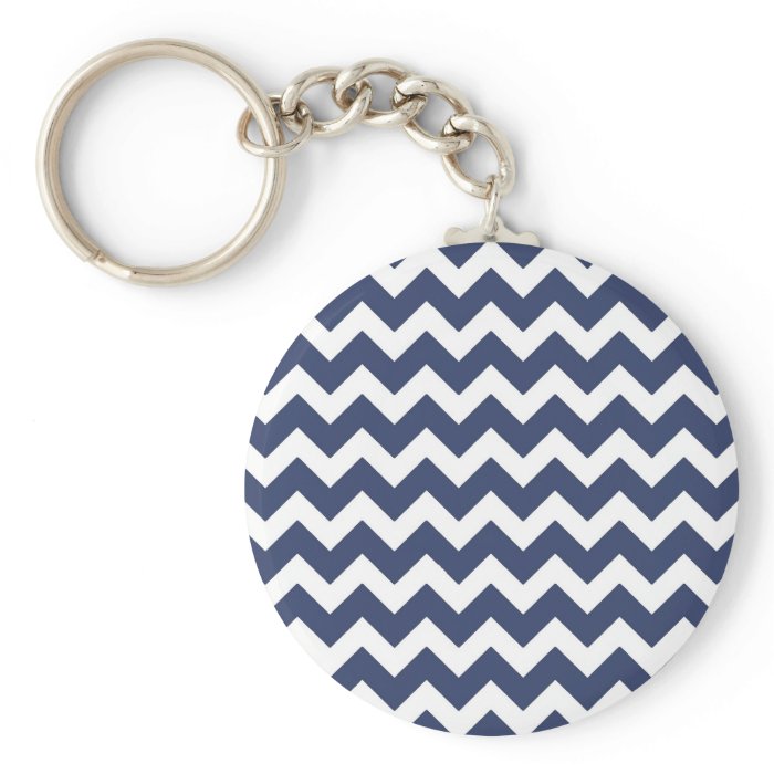 Navy blue chevron and green. Monogram Keychain