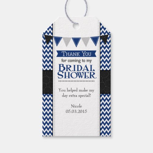 Navy Blue Chevron Bridal Shower Thank You Tags