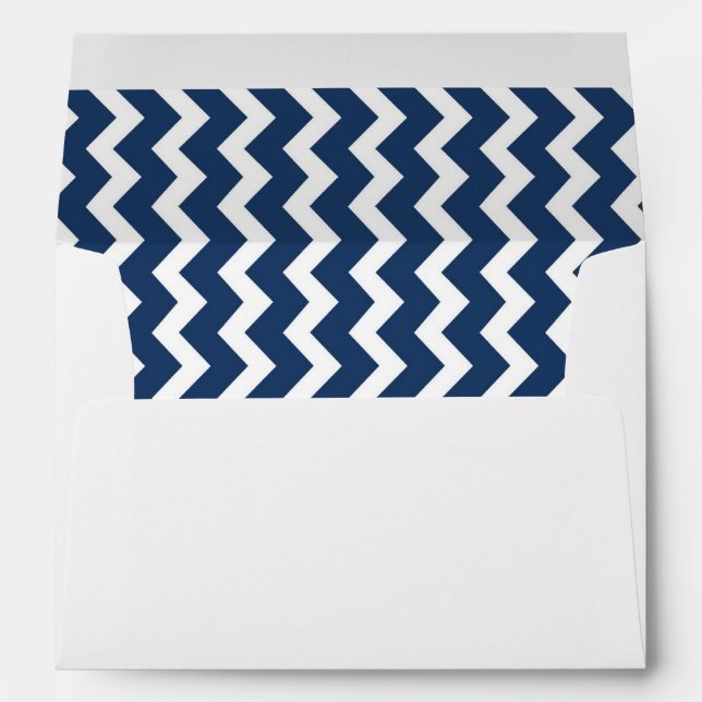 Navy Blue Chevron Custom Address Envelope (Back (Bottom))