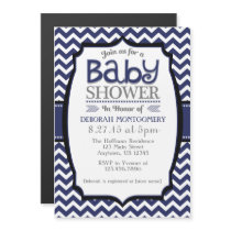 Navy Blue Chevron Magnetic Baby Shower Invite