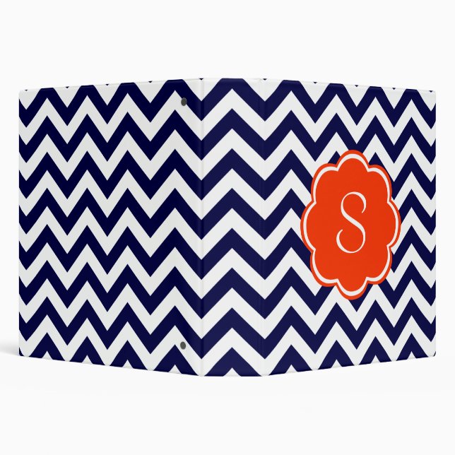 Navy Blue Chevron Monogram Binder (Background)