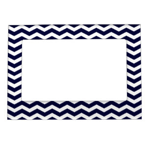 Navy Blue Chevron Pattern Picture Frame Magnet