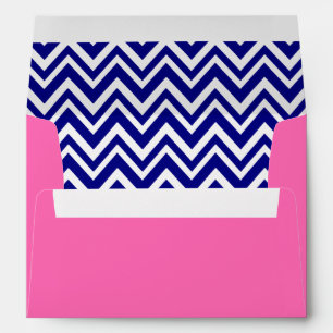 Navy Blue Chevron Pattern with Hot Pink Envelope