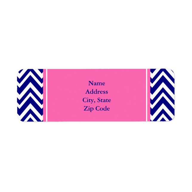 Navy Blue Chevron Pattern with Hot Pink Label (Front)