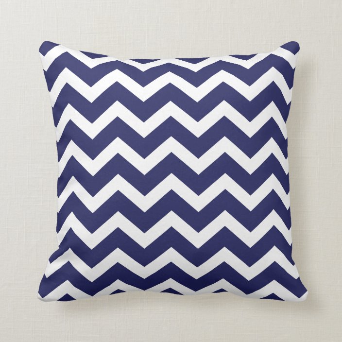 Navy Blue Chevron Pillow