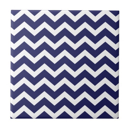 Navy Blue Chevron Stripe Ceramic Tile | Zazzle