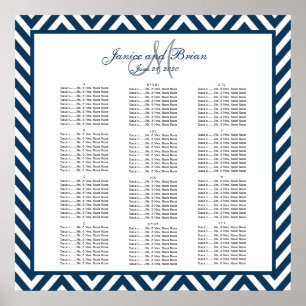 Navy Blue Chevron Wedding Seating Chart 150