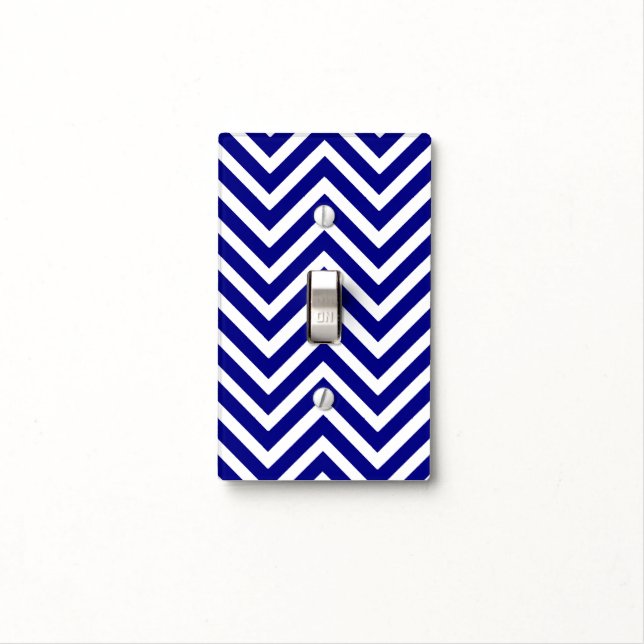 Navy Blue Chevron ZigZags Light Switch Cover (In Situ)