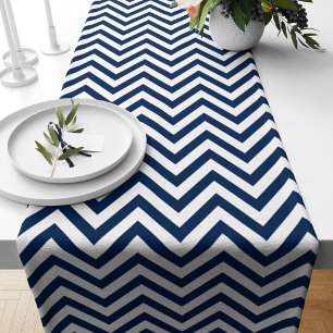 Navy Blue Chevrons Pattern Short Table Runner