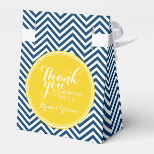 Navy Blue Chevrons - Wedding Thank You Favor Boxes
