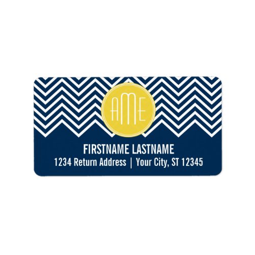 Navy Blue Chevrons with Custom Yellow Monogram Label