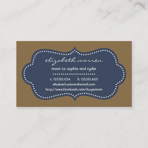 Navy Blue Chic Moderna Mommy Calling Card Business Card