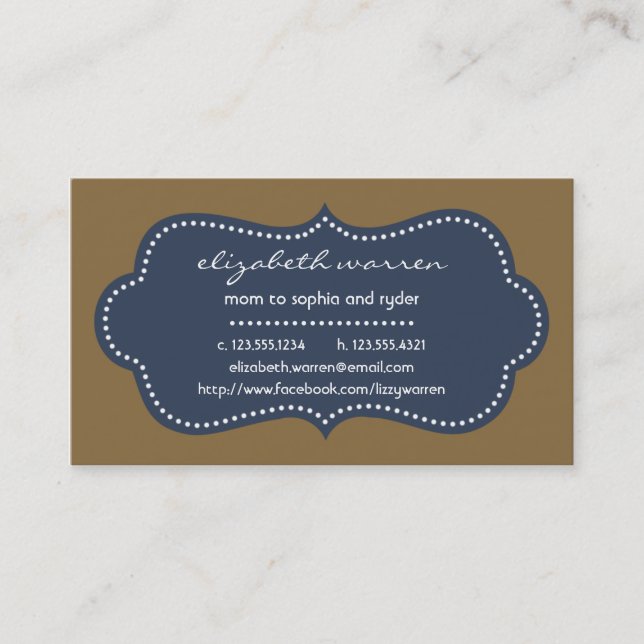 Navy Blue Chic Moderna Mommy Calling Card (Front)