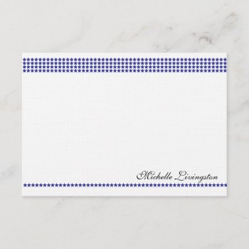 Navy Blue Chic Personalized Flat Note Cards by RossiCards at Zazzle