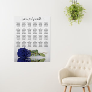Navy Blue Chic Rose 24 Table Wedding Seating Chart Foam Board